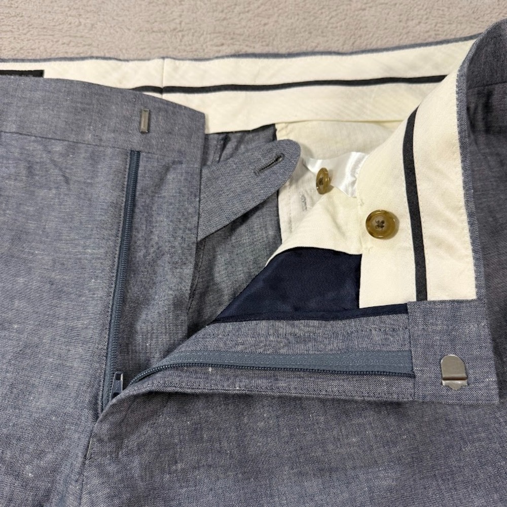 J. Crew Mens 34x30 Ludlow Somelos Cotton Linen Slim Fit Pants Blue Lightweight - Picture 5 of 14